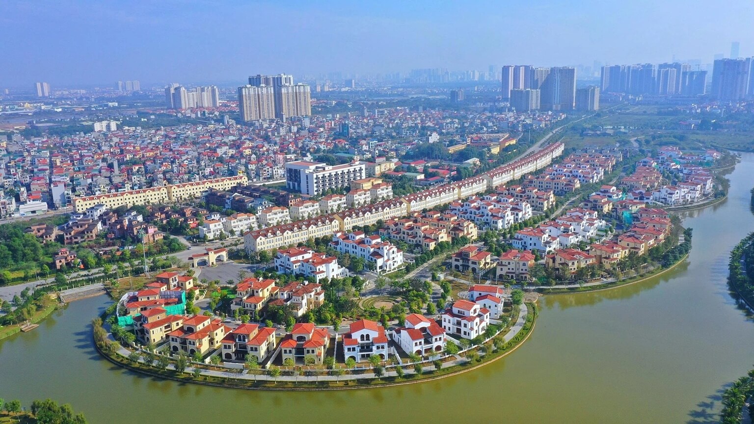 Ảnh chụp trên cao dự án biệt thự liền kề shophouse Vista Serena Nam An Khánh