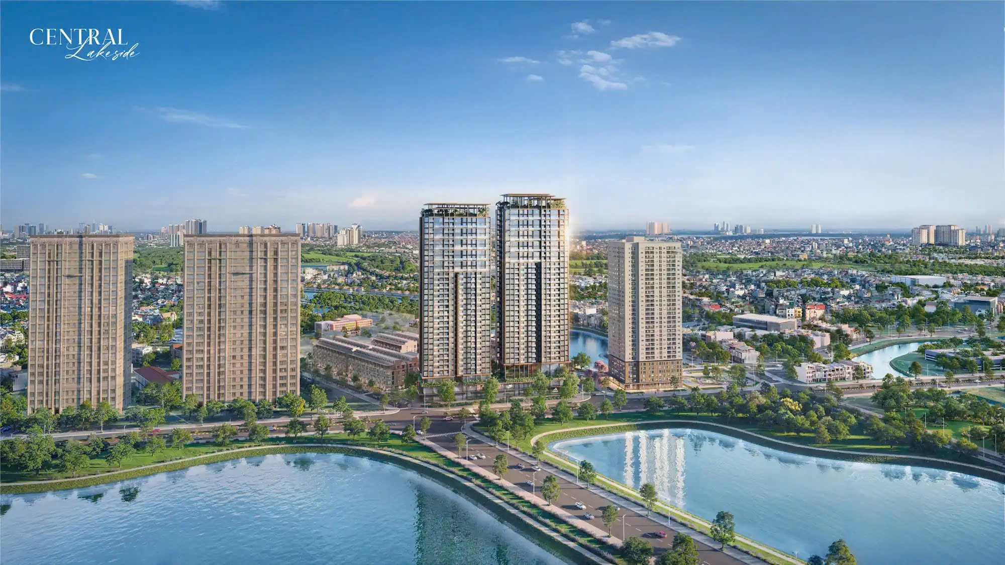 Phối cảnh dự án Central Lakeside từ trên cao. 